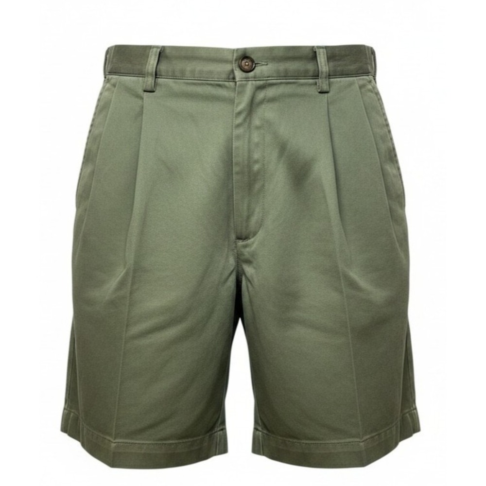 LL Bean Men's Pleated Khaki Shorts 35 Olive Green Comfort Waist Outdoor Staple - Picture 1 of 15